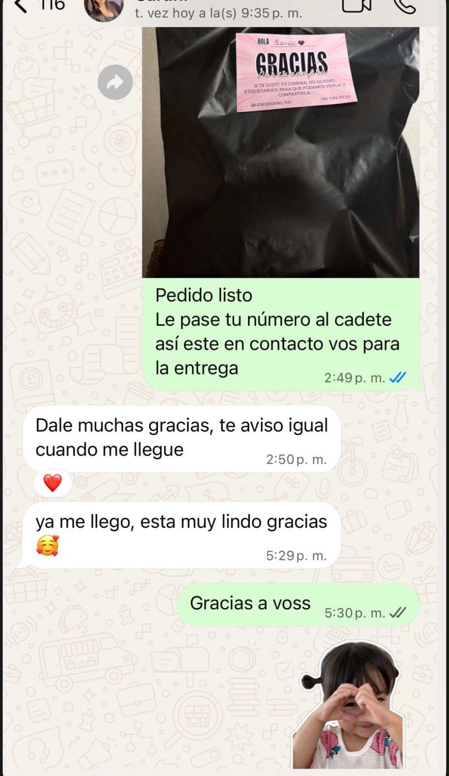 Referencia de una clienta satisfecha