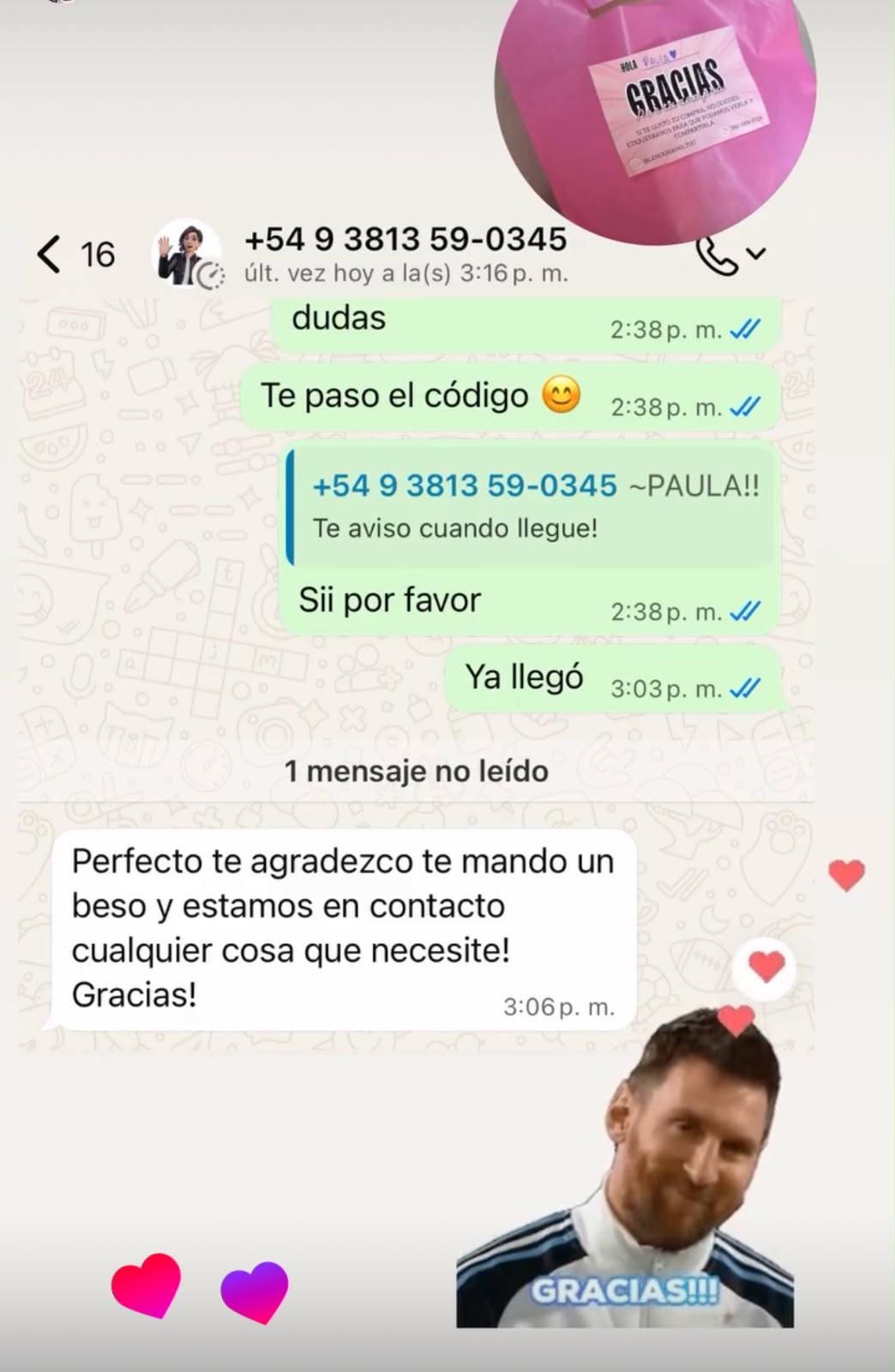 Referencia de una clienta satisfecha