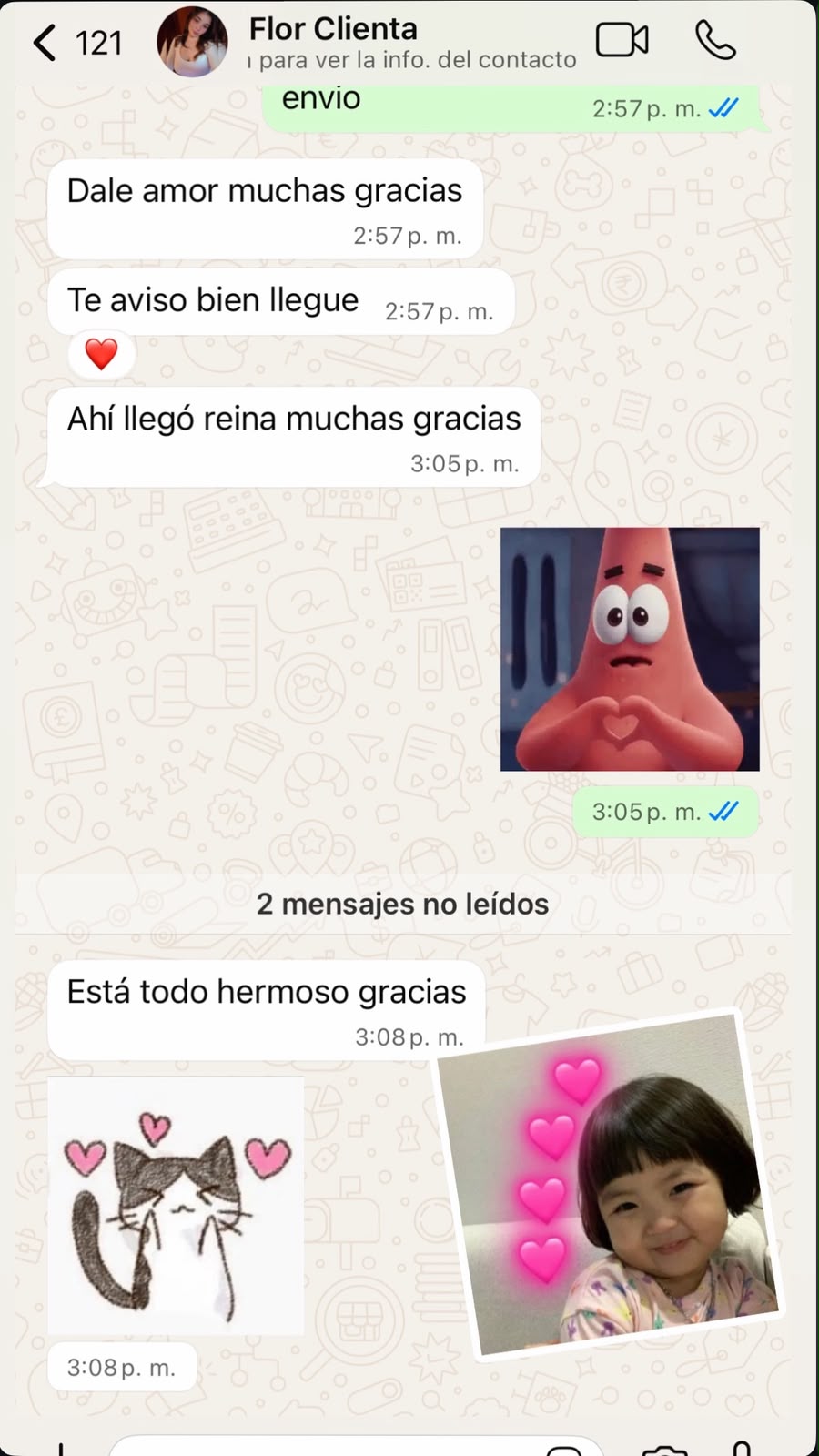 Referencia de una clienta satisfecha